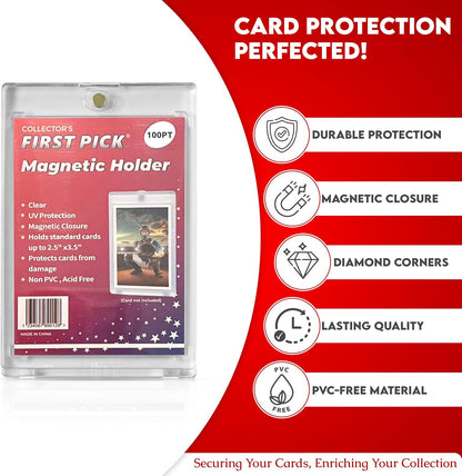 Premium One Touch Magnetic Card Holder – UV Protection, PVC-Free Hard Plastic Display Case for Sports & Trading Cards