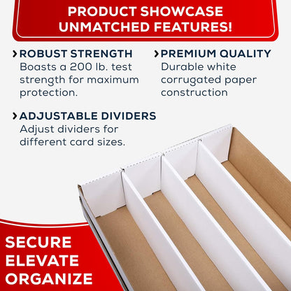 Premium 4-Row 3200 Count Trading Card Storage Box – Heavy-Duty Cardboard for Pokémon, Sports, and Gaming Cards – Made in the USA
