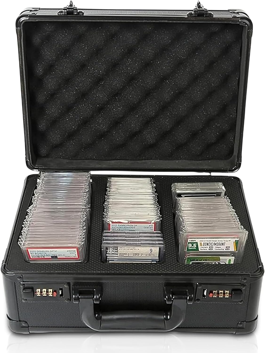 Graded Card Carrying Case – Hard Shell Storage Box for PSA, BGS, CSG, SGC, CGC Slabs – Fits 120+ Graded Cards, 300+ Magnetics, or 600+ Toploaders