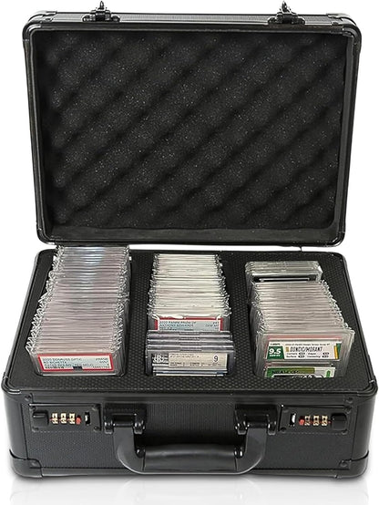 Graded Card Carrying Case – Hard Shell Storage Box for PSA, BGS, CSG, SGC, CGC Slabs – Fits 120+ Graded Cards, 300+ Magnetics, or 600+ Toploaders