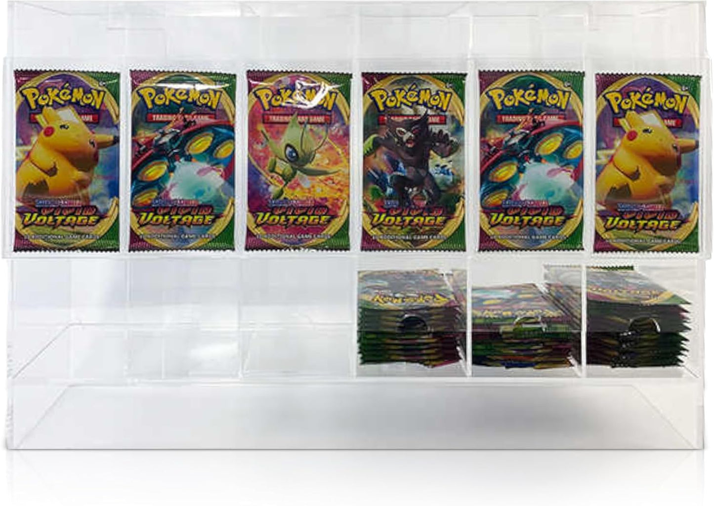 Premium 6-Slot Booster Pack Dispenser – Fits 240 Trading Card Packs | Clear Acrylic Display Case for TCG & Sports Cards | Stackable Retail Organizer