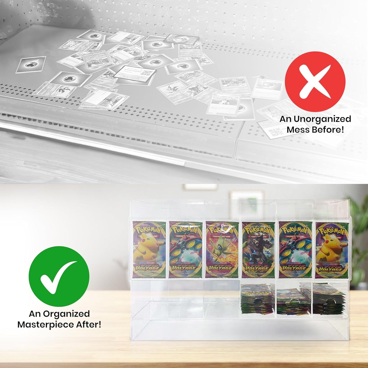 Premium 6-Slot Booster Pack Dispenser – Fits 240 Trading Card Packs | Clear Acrylic Display Case for TCG & Sports Cards | Stackable Retail Organizer
