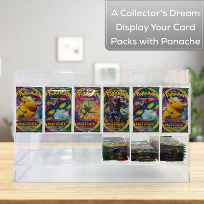 Premium 6-Slot Booster Pack Dispenser – Fits 240 Trading Card Packs | Clear Acrylic Display Case for TCG & Sports Cards | Stackable Retail Organizer