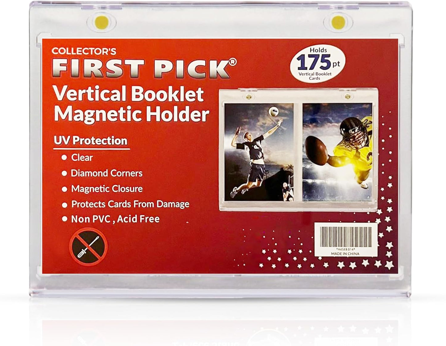 175PT Vertical Booklet Magnetic Card Holder – UV Protection, PVC-Free, Triple Magnetic Lock – For National Treasures, Flawless, Playbook Cards