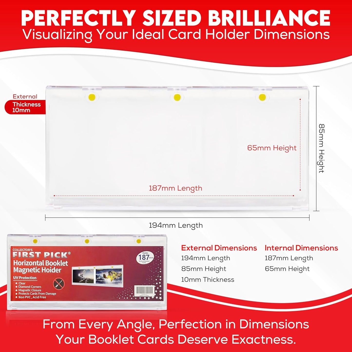 187mm Horizontal Booklet Magnetic Card Holder – UV Protection, PVC-Free – Triple Magnetic Lock for National Treasures, Playbook, Flawless Cards