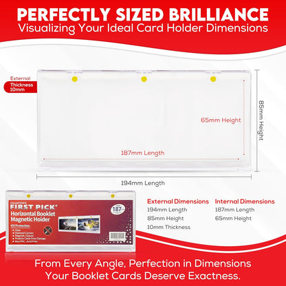 187mm Horizontal Booklet Magnetic Card Holder – UV Protection, PVC-Free – Triple Magnetic Lock for National Treasures, Playbook, Flawless Cards