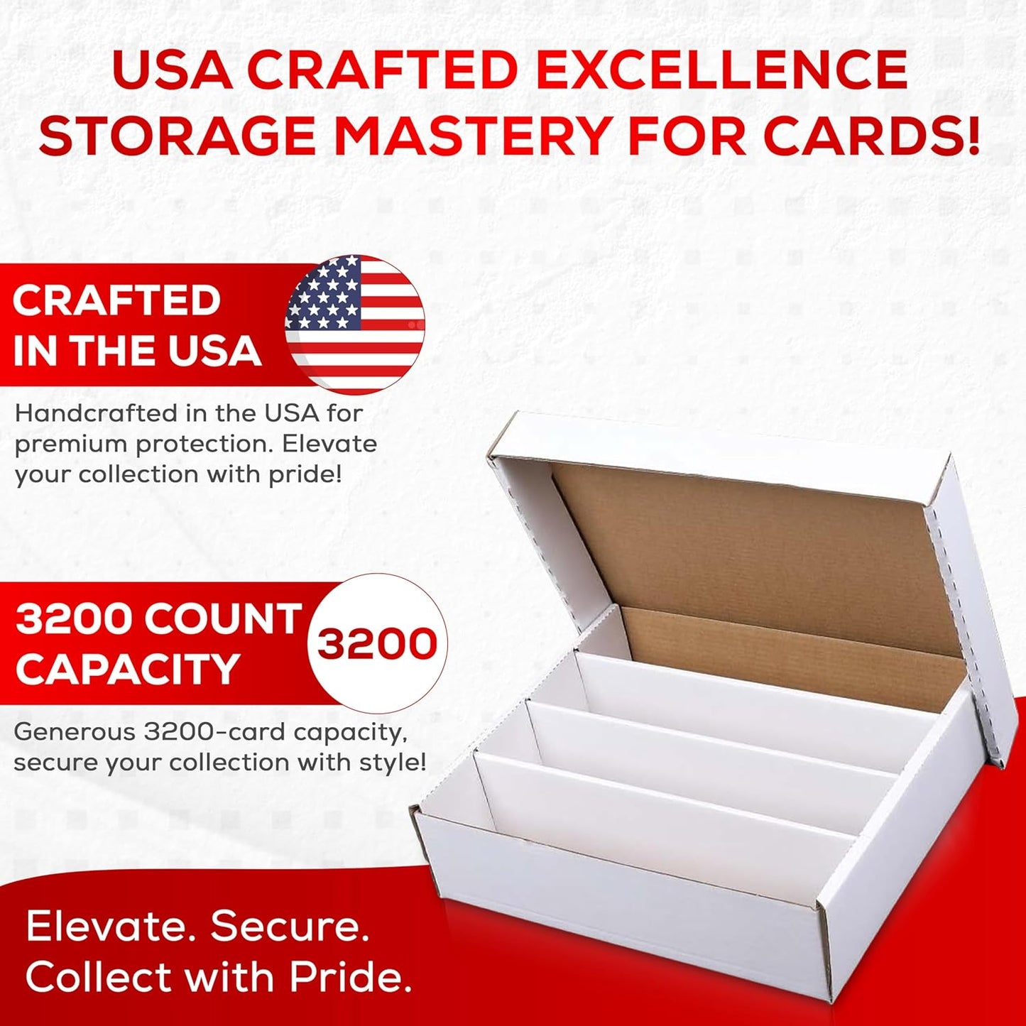 Premium 4-Row 3200 Count Trading Card Storage Box – Heavy-Duty Cardboard for Pokémon, Sports, and Gaming Cards – Made in the USA