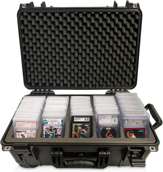Waterproof Graded Card Travel Case with Wheels – Holds 100+ Slabs – EZ Rolling Suitcase for PSA, BGS, CSG, SGC – New Improved Model
