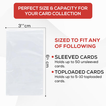 500 (5 Pack) Team Bags (6 1/4 x 3 5/8) Resealable Sleeves Premium Penny Sleeves for Trading Cards - Protect Your Gaming Cards and Sports Cards - Fits Top Loaders, Semi Rigids, and Magnetics