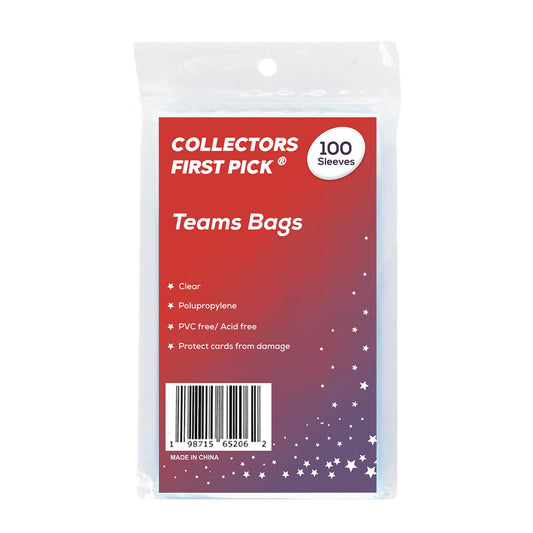 100 (1 Pack) Team Bags Resealable Sleeves Premium Penny Sleeves for Trading Cards - Protect Your Gaming and Sports Cards - Fits Top Loaders, Semi Rigids, and Magnetics (6 1/4 x 3 5/8)
