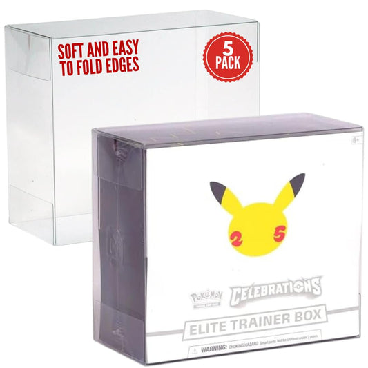 Collector's First Pick Plastic Elite Trainer Box Case For Protecting Pokemon ETB Box Display Case Protector Long Term - 0.5mm Thick Protective Display (Pack of 5)