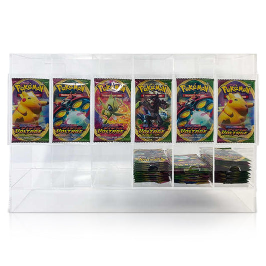 Premium 6-Slot Booster Pack Dispenser with Clear Base - Fits 240 Booster Packs for Dispensing - Compatible with TCG Trading Card Boosters and Sports Card Boosters - Thick Acrylic Stackable
