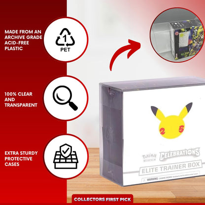 Collector's First Pick Plastic Elite Trainer Box Case For Protecting Pokemon ETB Box Display Case Protector Long Term - 0.5mm Thick Protective Display (Pack of 5)