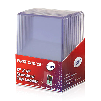 130pt Top Loader Packs - 500 Top Loaders Total Per Case - 50 Packs of 10 Pieces - for Thick Baseball, Basketball, Hockey, Football Cards and Memorbilia