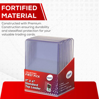 100pt Top Loader Pack - 1 Pack - 10 Pieces - for Thick Baseball, Football, Basketball, Hockey and Memorbilia Cards