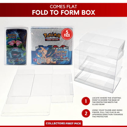 Plastic Booster Box Display Case for Pokemon Booster Box Long Term Storage Protection - Booster Box Display Case Protector - 0.5mm Thick Protective Display Case (Pack of 5)
