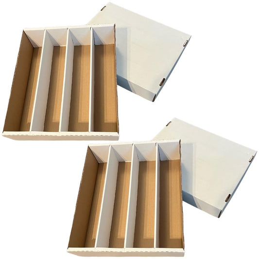 (2) Premium 3200 Count Storage Box 4 Row Monster - 200 Pound Test Strength - Trading Card Cardboard Box For Football, Basketball, Baseball & Gaming Cards - 2 Boxes - MADE IN THE USA