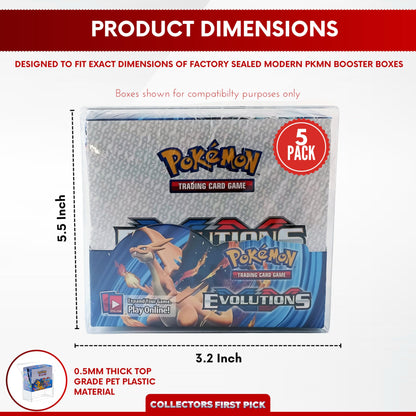 Plastic Booster Box Display Case for Pokemon Booster Box Long Term Storage Protection - Booster Box Display Case Protector - 0.5mm Thick Protective Display Case (Pack of 5)