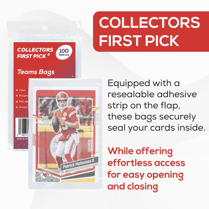 500 (5 Pack) Team Bags (6 1/4 x 3 5/8) Resealable Sleeves Premium Penny Sleeves for Trading Cards - Protect Your Gaming Cards and Sports Cards - Fits Top Loaders, Semi Rigids, and Magnetics